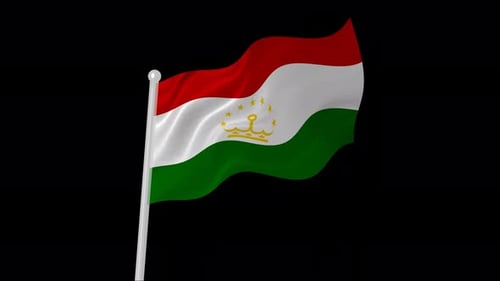 Waving Flag of Tajikistan on Black Background