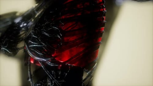 Futuristic 3D Human Rib Cage with Organic Vein Structures Animation