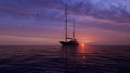 Sailboat on Calm Ocean During Sunset or Sunrise