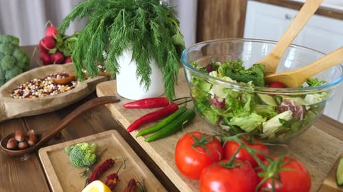 Fresh Ingredients for Healthy Salad Preparation