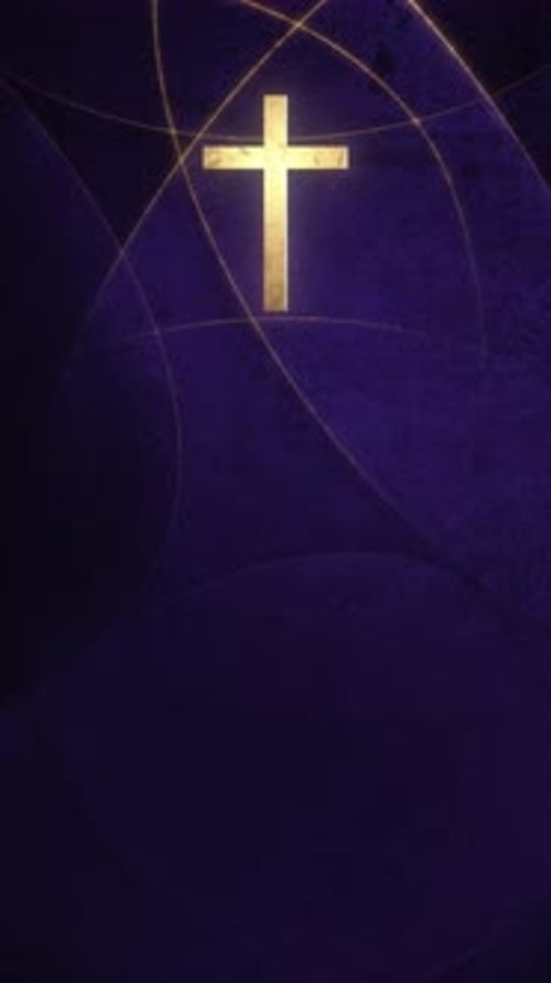Golden Cross with Shimmering Abstract Lines Vertical Background