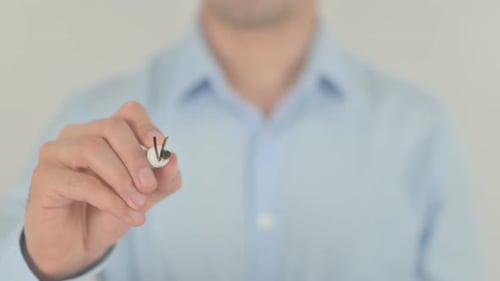 Validation, Man Writing on Transparent Screen