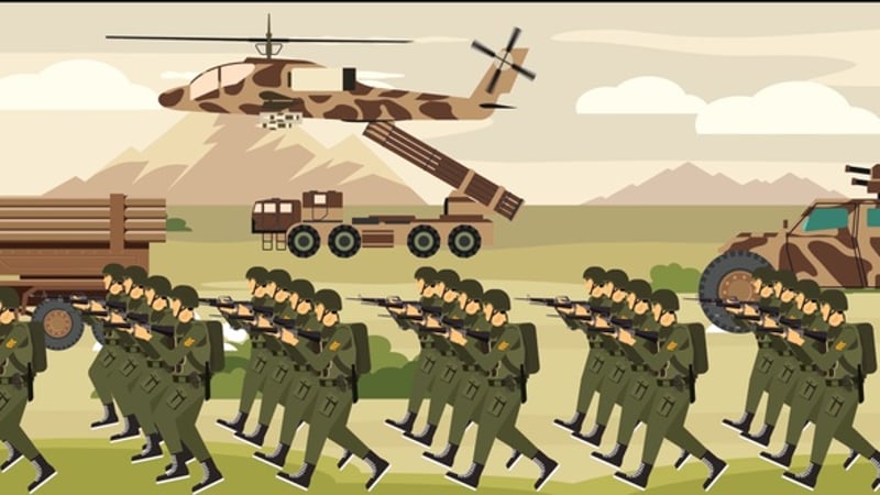 Armed Military Forces Entering Border - Battalion Forces Marching ...