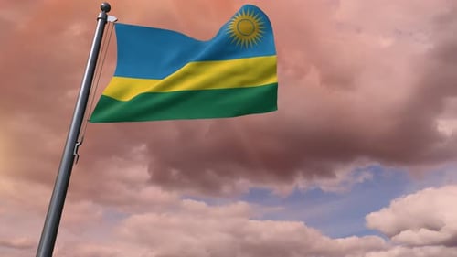 Rwanda Flag Waving in Realistic 3D Animation