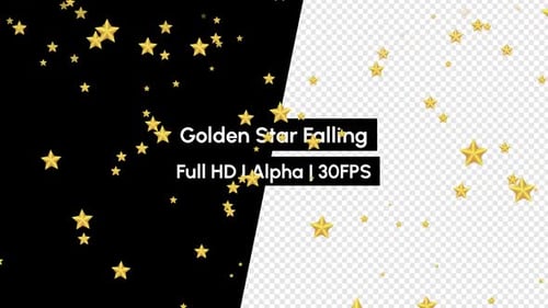 Golden Star Falling With Alpha