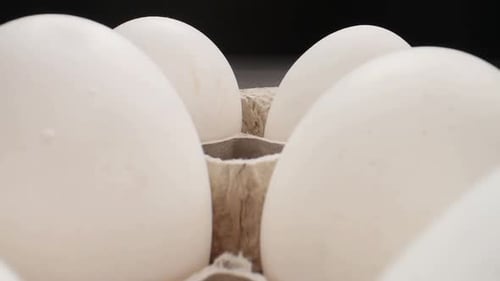 Raw Fresh Egg in Pack on Whitetable, Slide Shoot