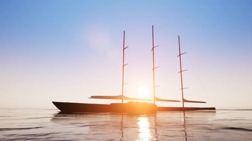 Sailboat Silhouette on Water at Sunset Loop