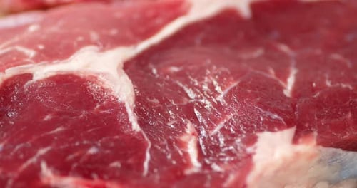 Raw Steak Beef T-bone Slowly Rotates.