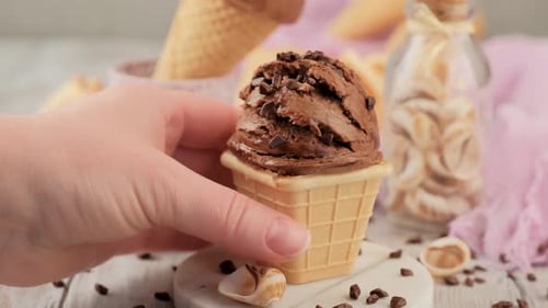 Decadent Chocolate Ice Cream in a Waffle Cone