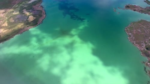 Spectacular Turquoise Blue Green Lake Waters On Plain