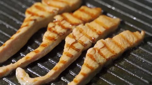 Grilled Salmon Fillets on a Grill