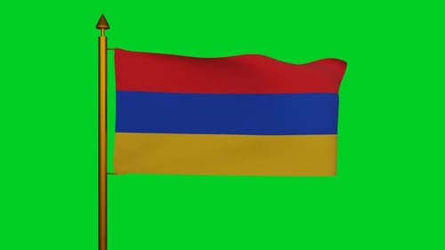 Armenia National Flag Waving Animation on Green Screen