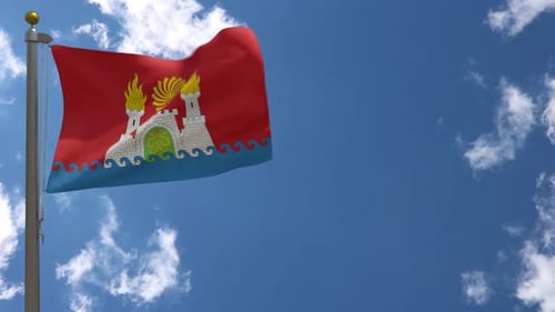 Drapeau de la ville de Makhachkala Daghestan (Russie) sur mât