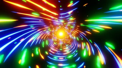 Abstract Neon Light Speed Tunnel Loop Background