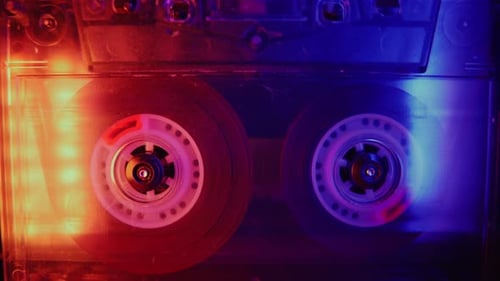 Spinning Cassette Tape with Colorful Illumination