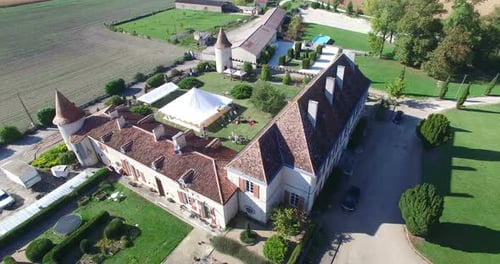 Aerial view of Bourbet Castle, France