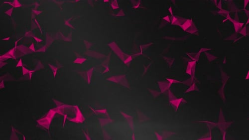 Glowing Red Plexus Network High Tech On Black Background, Polygonal Network Loop Animation Over Blac