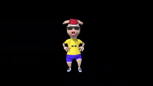 Cool 3D Cartoon Pig Dancing Loop Animation