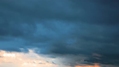 Cloudy Dramatic Sky With Fluffy Clouds Before Rain Or Storm