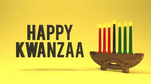 Happy Kwanzaa Text Animation with Kinara and Candles