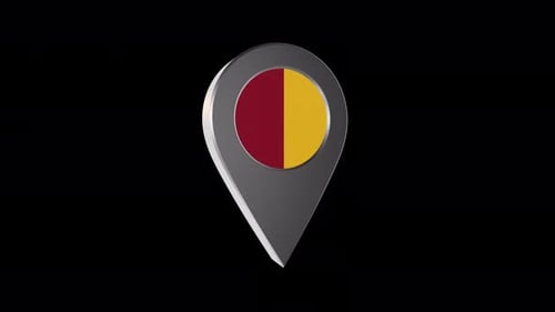 3D Animated Location Pin with Rotating Flag