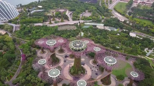 Marina Bay and Garden By the Bay Aerial View in Singapore