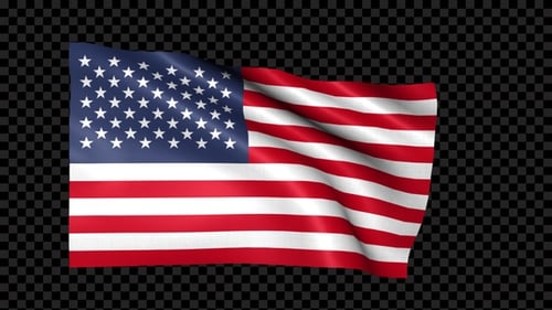 Realistic American Flag Waving Loop with Alpha Channel
