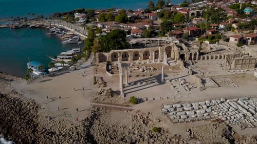 Ruins of Greek Buildings Remaining in the Turkish Side. Ancient Architecture on the Shores of the