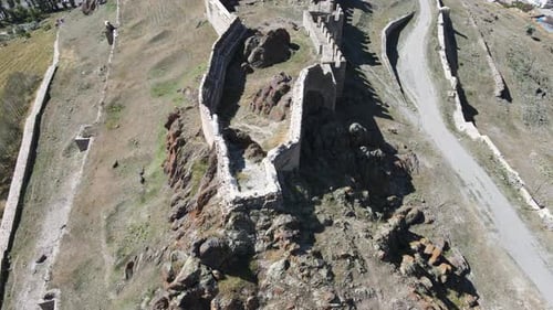 aerial view old fortress ruins
