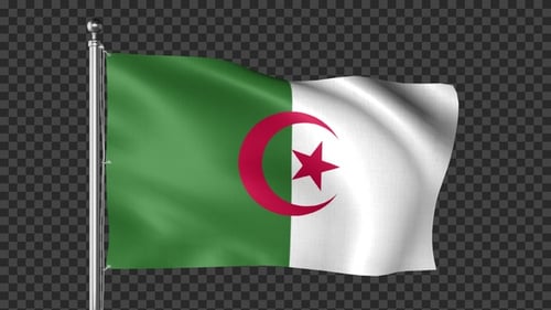 Algerian Flag Realistic Waving Loop Animation