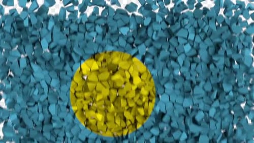 Palau Flag Breaking Rocks Transition