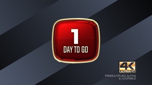 1 Day To Go Countdown Animation 4K