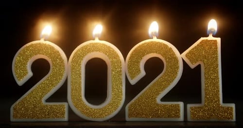 Candles in the Form of New Year's Figures 2021.