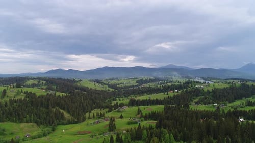 Mountain Village Landscape in Carpatian