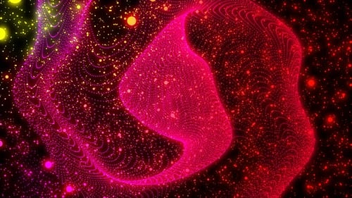 Abstract Glowing Particle Waves Flowing Background