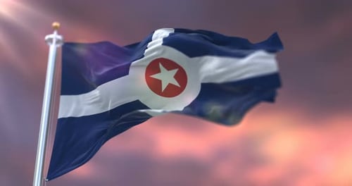 Realistic Indianapolis City Flag Waving in Wind