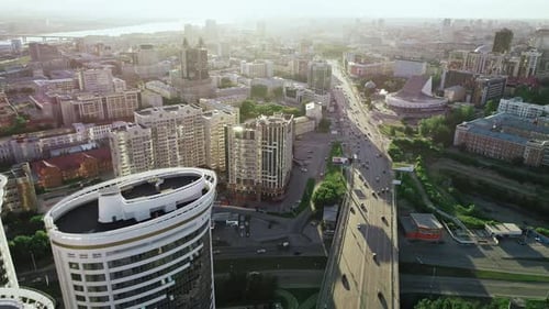 Beautiful Modern Buildings Busy Highway