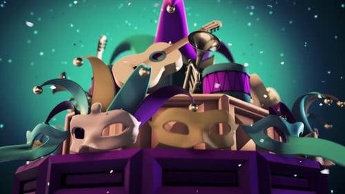 Looping Carnival Background With Masks Instruments And Confetti