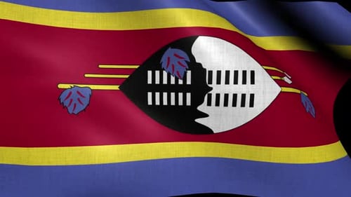 Eswatini National Flag Waving with Realistic Fabric Texture