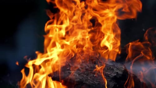 Close up of blazing fire. Burning fire in a fireplace close up