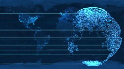 Futuristic Digital Earth Globe with Global Network Data Lines Background