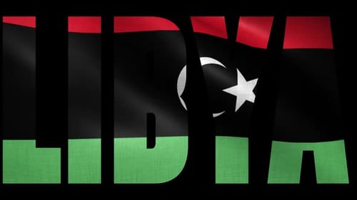 Waving Libya Flag in Text Animation