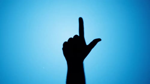 Hand Counting Numbers with Blue Background