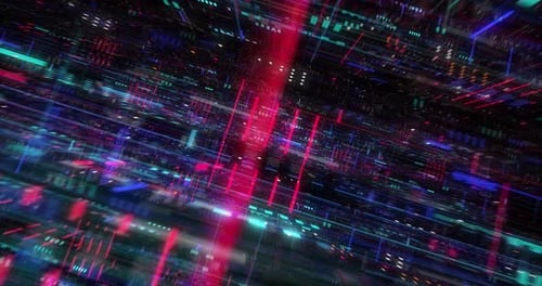 Nahtlose Schleife des digitalen Datenflusses eines abstrakten Matrix-Hologramms.