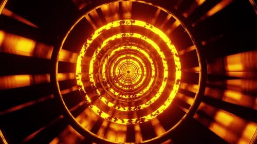 Gold Yellow Vj Loop Of The Circles Ring Tunnel Background HD