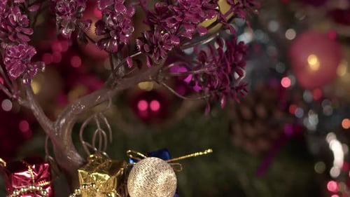 Festive Christmas Tree with Colorful Ornaments and Lights