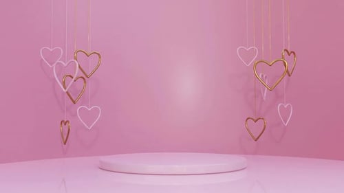 Podium 3D Pink with Gold Heart