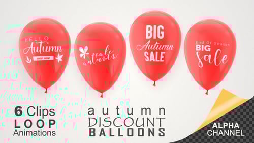 Red Autumn Sale Balloons Loop Animation