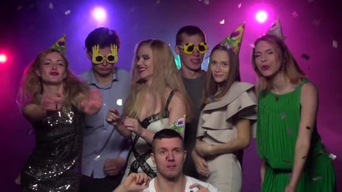 Friends Celebrate Birthday with Confetti at Nightclub