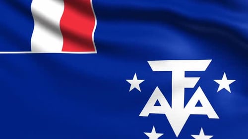 Realistic French Southern Antarctic Lands Flag Waving Animation